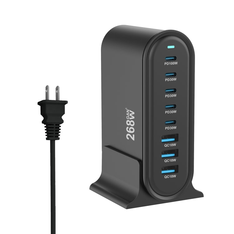 YMX-968 268W 5Type-C, 3USB 8-Ports Desktop Fast Charger, Plug Type:US Plug(Black) - Multifunction Charger by PMC Jewellery | Online Shopping South Africa | PMC Jewellery | Buy Now Pay Later Mobicred