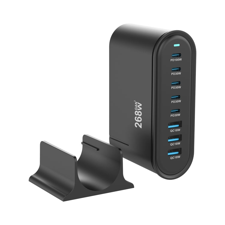 YMX-968 268W 5Type-C, 3USB 8-Ports Desktop Fast Charger, Plug Type:UK Plug(Black) - Multifunction Charger by PMC Jewellery | Online Shopping South Africa | PMC Jewellery | Buy Now Pay Later Mobicred