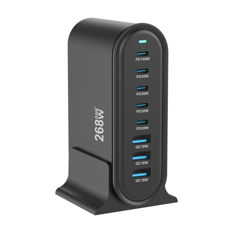 YMX-968 268W 5Type-C, 3USB 8-Ports Desktop Fast Charger, Plug Type:EU Plug(Black) - Multifunction Charger by PMC Jewellery | Online Shopping South Africa | PMC Jewellery | Buy Now Pay Later Mobicred