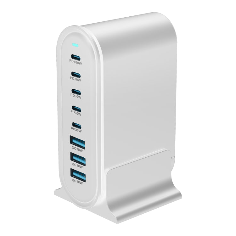 YMX-968 268W 5Type-C, 3USB 8-Ports Desktop Fast Charger, Plug Type:AU Plug(White) - Multifunction Charger by PMC Jewellery | Online Shopping South Africa | PMC Jewellery | Buy Now Pay Later Mobicred