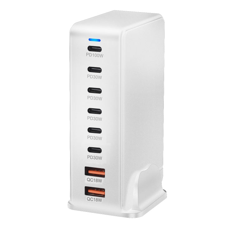 YMX-986 286W 6 Type-C, 2 USB 8-Ports Desktop Fast Charger, Plug Type:US Plug(White) - Multifunction Charger by PMC Jewellery | Online Shopping South Africa | PMC Jewellery | Buy Now Pay Later Mobicred