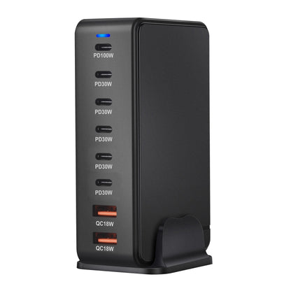 YMX-986 286W 6 Type-C, 2 USB 8-Ports Desktop Fast Charger, Plug Type:UK Plug(Black) - Multifunction Charger by PMC Jewellery | Online Shopping South Africa | PMC Jewellery | Buy Now Pay Later Mobicred