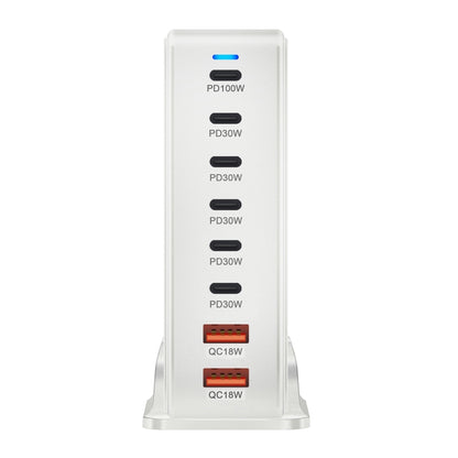 YMX-986 286W 6 Type-C, 2 USB 8-Ports Desktop Fast Charger, Plug Type:EU Plug(White) - Multifunction Charger by PMC Jewellery | Online Shopping South Africa | PMC Jewellery | Buy Now Pay Later Mobicred