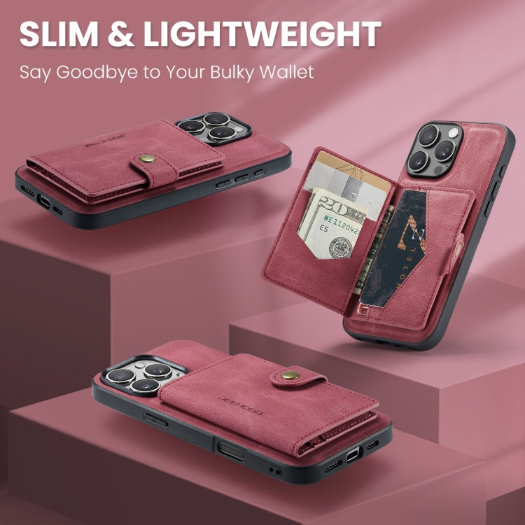 For iPhone 16 Pro Max JEEHOOD J01 Retro Magnetic Detachable Wallet Phone Case(Red) - free shipping - PMC Jewellery - Order now!