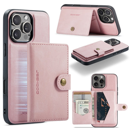 For iPhone 16 Pro Max JEEHOOD J01 Retro Magnetic Detachable Wallet Phone Case(Pink) - iPhone 16 Pro Max Cases by JEEHOOD | Online Shopping South Africa | PMC Jewellery | Buy Now Pay Later Mobicred