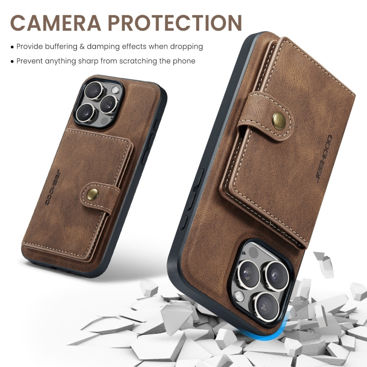 For iPhone 16 Pro JEEHOOD J01 Retro Magnetic Detachable Wallet Phone Case(Brown) - iPhone 16 Pro Cases by JEEHOOD | Online Shopping South Africa | PMC Jewellery | Buy Now Pay Later Mobicred