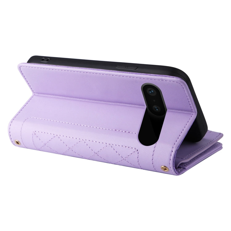 For Google Pixel 7 Crossbody Zipper Wallet Rhombus Leather Phone Case(Purple) - free shipping - PMC TechLife - Order now!