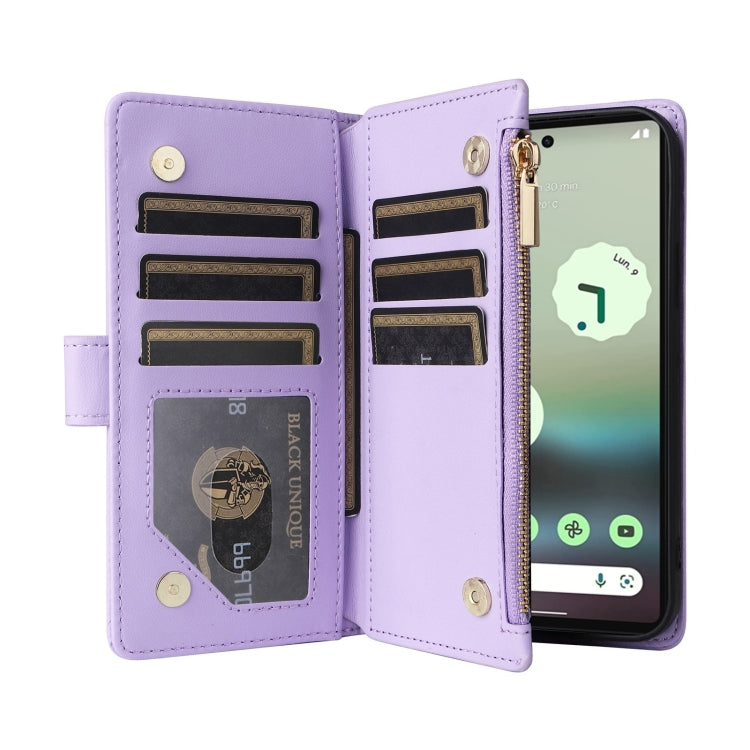 For Google Pixel 7a Crossbody Zipper Wallet Rhombus Leather Phone Case(Purple) - Google Cases by PMC TechLife | Online Shopping South Africa | PMC TechLife | Buy Now Pay Later Mobicred