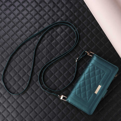 For Samsung Galaxy S24+ 5G Crossbody Zipper Wallet Rhombus Leather Phone Case(Green) - Galaxy S24+ 5G Cases by PMC Jewellery | Online Shopping South Africa | PMC Jewellery | Buy Now Pay Later Mobicred