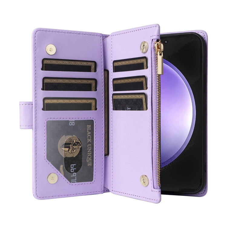For Samsung Galaxy S24 FE 5G Crossbody Zipper Wallet Rhombus Leather Phone Case(Purple) - Galaxy S24 FE 5G Cases by PMC Jewellery | Online Shopping South Africa | PMC Jewellery | Buy Now Pay Later Mobicred