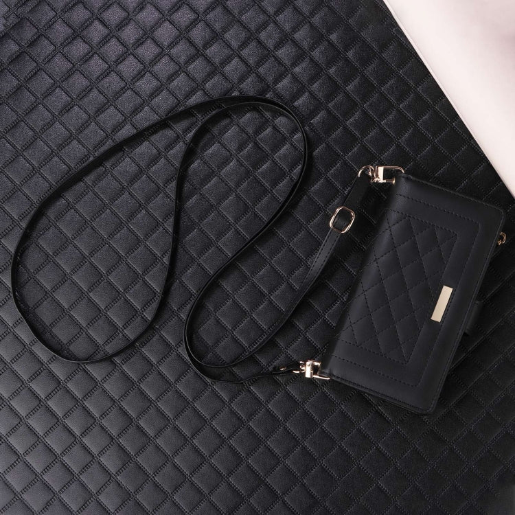 For Samsung Galaxy S24 FE 5G Crossbody Zipper Wallet Rhombus Leather Phone Case(Black) - Galaxy S24 FE 5G Cases by PMC Jewellery | Online Shopping South Africa | PMC Jewellery | Buy Now Pay Later Mobicred