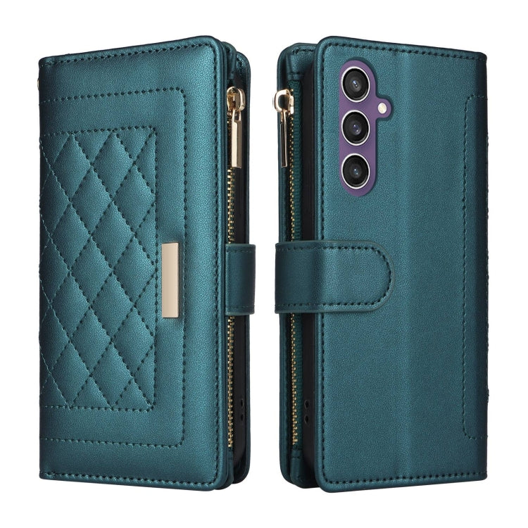 For Samsung Galaxy S24 FE 5G Crossbody Zipper Wallet Rhombus Leather Phone Case(Green) - Galaxy S24 FE 5G Cases by PMC Jewellery | Online Shopping South Africa | PMC Jewellery | Buy Now Pay Later Mobicred