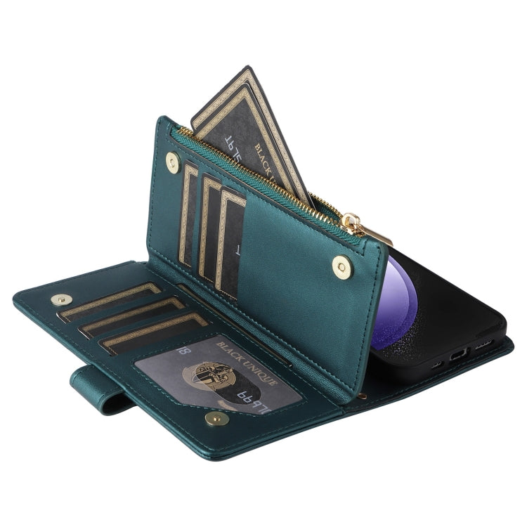 For Samsung Galaxy S24 FE 5G Crossbody Zipper Wallet Rhombus Leather Phone Case(Green) - Galaxy S24 FE 5G Cases by PMC Jewellery | Online Shopping South Africa | PMC Jewellery | Buy Now Pay Later Mobicred
