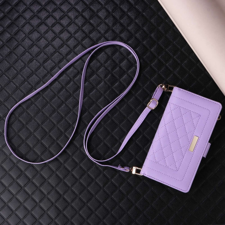 For Samsung Galaxy S24 Ultra 5G Crossbody Zipper Wallet Rhombus Leather Phone Case(Purple) -  by PMC Jewellery | Online Shopping South Africa | PMC Jewellery | Buy Now Pay Later Mobicred