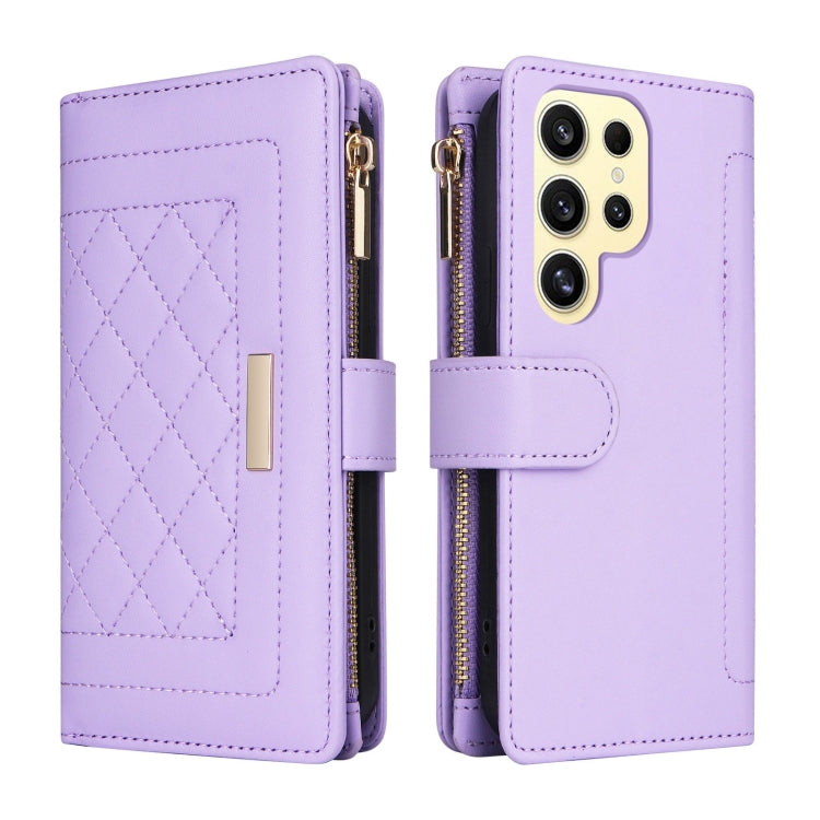For Samsung Galaxy S24 Ultra 5G Crossbody Zipper Wallet Rhombus Leather Phone Case(Purple) -  by PMC Jewellery | Online Shopping South Africa | PMC Jewellery | Buy Now Pay Later Mobicred