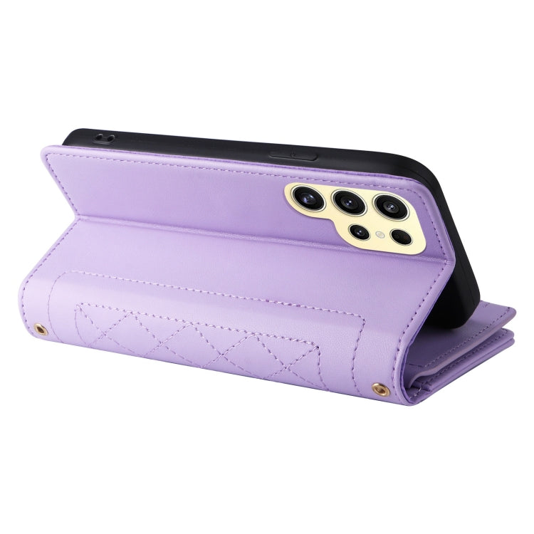 For Samsung Galaxy S24 Ultra 5G Crossbody Zipper Wallet Rhombus Leather Phone Case(Purple) -  by PMC Jewellery | Online Shopping South Africa | PMC Jewellery | Buy Now Pay Later Mobicred