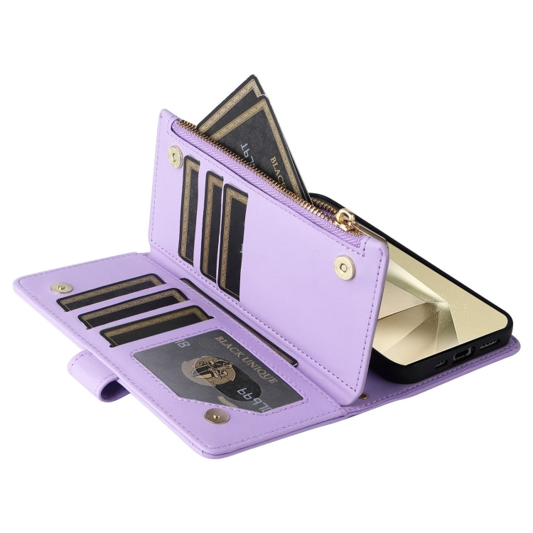For Samsung Galaxy S24 Ultra 5G Crossbody Zipper Wallet Rhombus Leather Phone Case(Purple) -  by PMC Jewellery | Online Shopping South Africa | PMC Jewellery | Buy Now Pay Later Mobicred