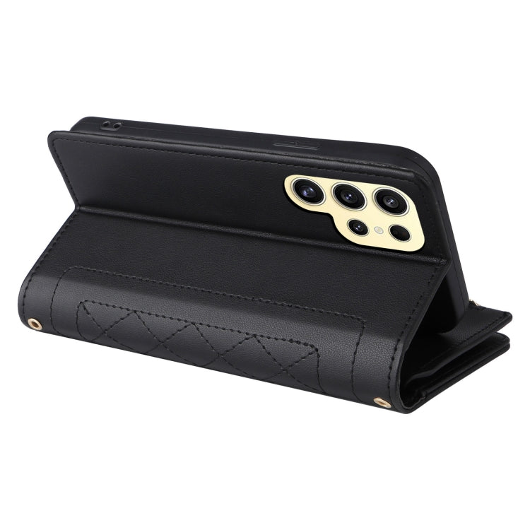 For Samsung Galaxy S24 Ultra 5G Crossbody Zipper Wallet Rhombus Leather Phone Case(Black) -  by PMC Jewellery | Online Shopping South Africa | PMC Jewellery | Buy Now Pay Later Mobicred