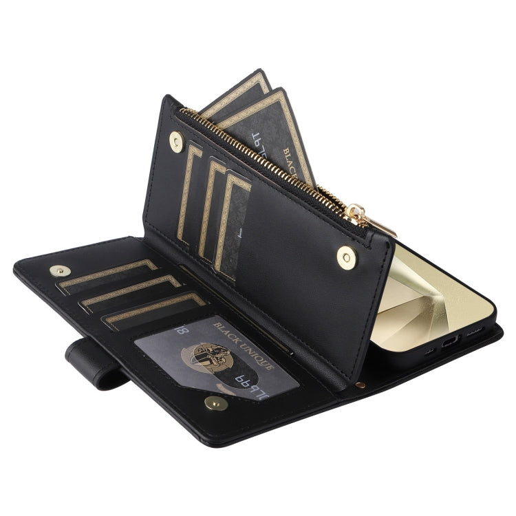For Samsung Galaxy S24 Ultra 5G Crossbody Zipper Wallet Rhombus Leather Phone Case(Black) -  by PMC Jewellery | Online Shopping South Africa | PMC Jewellery | Buy Now Pay Later Mobicred
