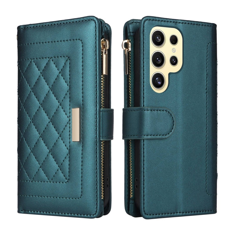 For Samsung Galaxy S24 Ultra 5G Crossbody Zipper Wallet Rhombus Leather Phone Case(Green) -  by PMC Jewellery | Online Shopping South Africa | PMC Jewellery | Buy Now Pay Later Mobicred