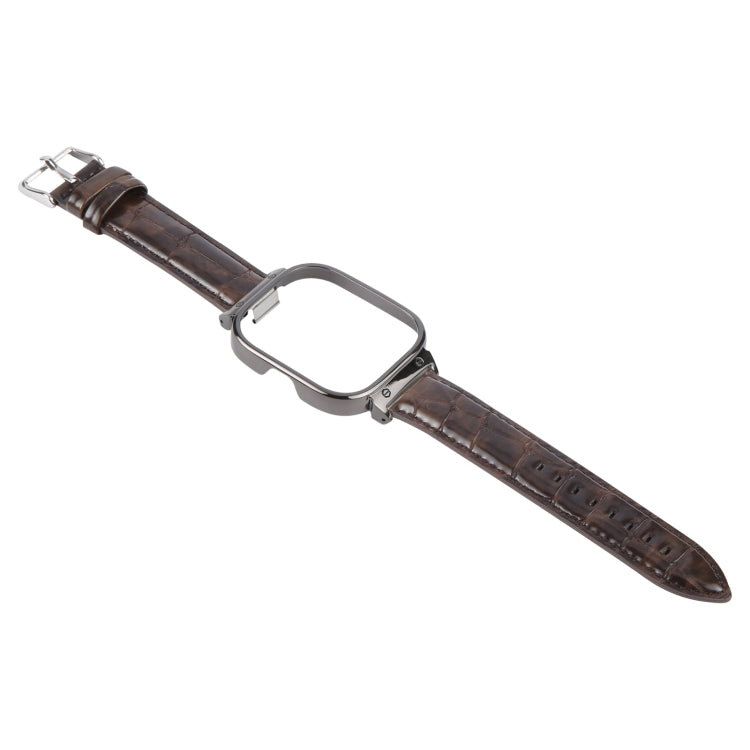 For Redmi Watch 4 Metal Black Frame Genuine Leather Watch Band(Bamboo Brown) - free shipping - PMc TechLife - Order now!
