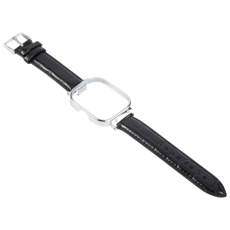 For Redmi Watch 4 Metal Silver Frame Genuine Leather Watch Band(Bamboo Black) - free shipping - PMc TechLife - Order now!