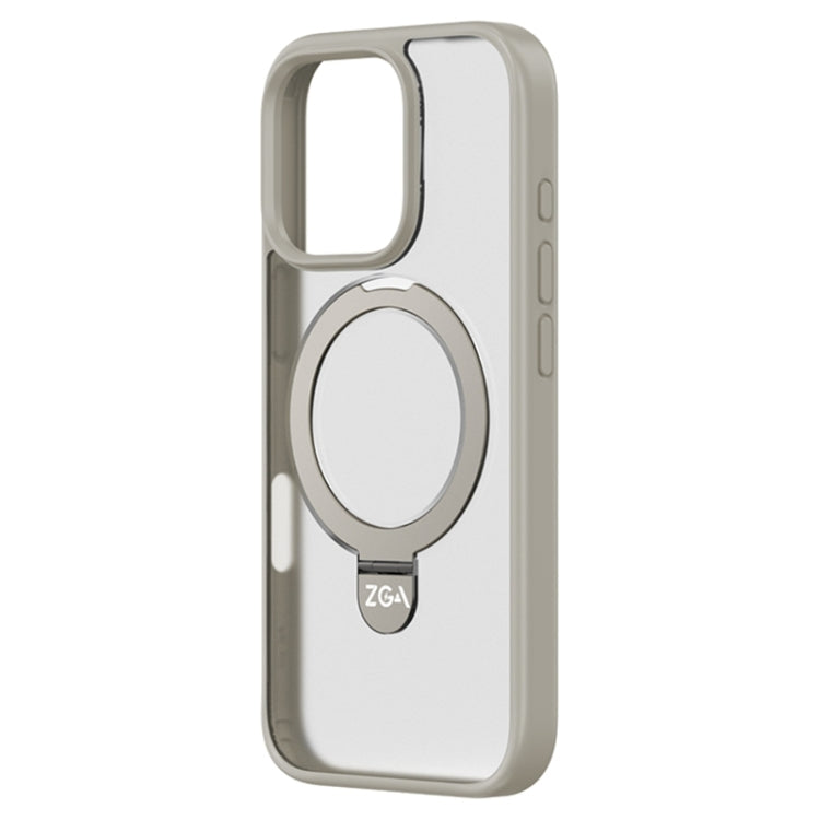 For iPhone 16 Pro ZGA Magsafe Holder PC Hybrid TPU Phone Case(Grey) - iPhone 16 Pro Cases by ZGA | Online Shopping South Africa | PMC Jewellery | Buy Now Pay Later Mobicred