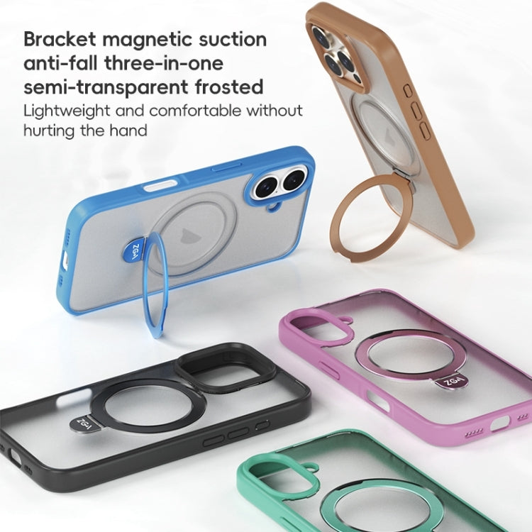 For iPhone 16 ZGA Magsafe Holder PC Hybrid TPU Phone Case(Green) - free shipping - PMC Jewellery - Order now!