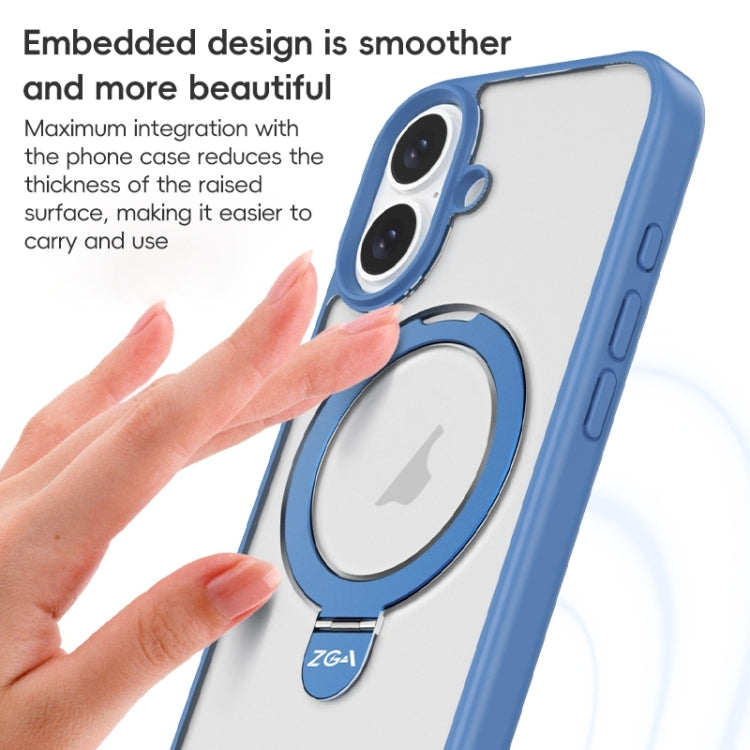 For iPhone 16 ZGA Magsafe Holder PC Hybrid TPU Phone Case(Blue) - free shipping - PMC Jewellery - Order now!