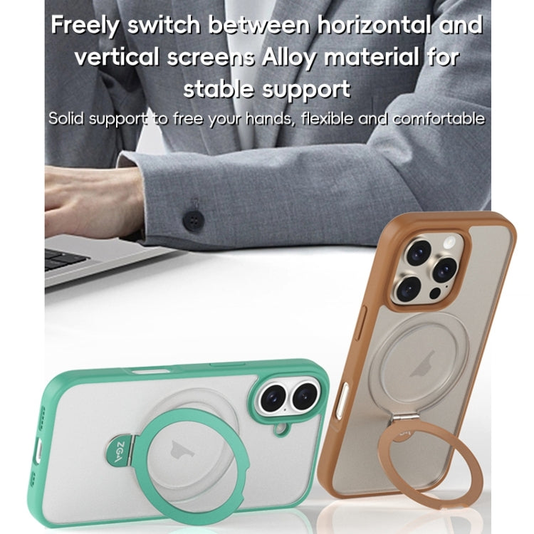 For iPhone 16 ZGA Magsafe Holder PC Hybrid TPU Phone Case(Pink) - free shipping - PMC Jewellery - Order now!