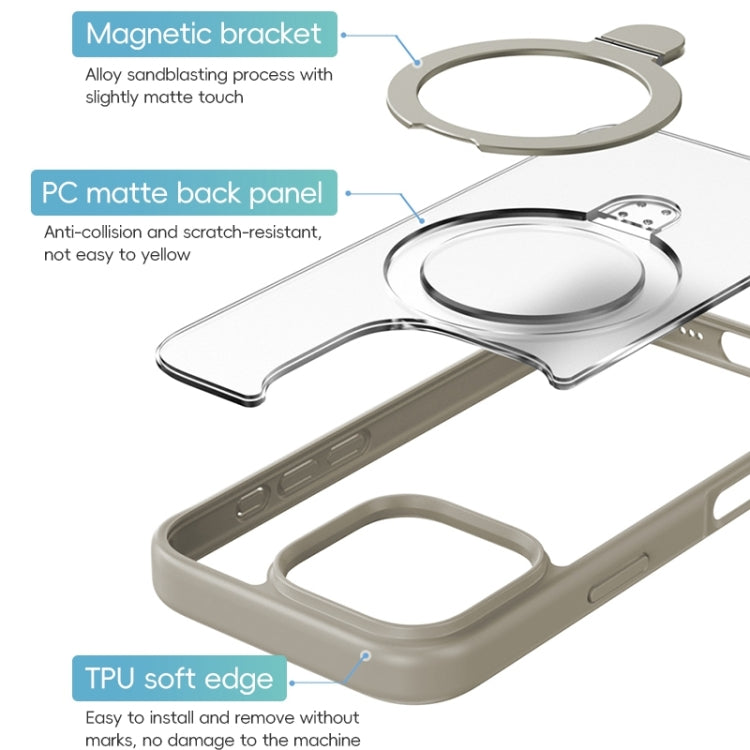 For iPhone 16 ZGA Magsafe Holder PC Hybrid TPU Phone Case(Pink) - free shipping - PMC Jewellery - Order now!