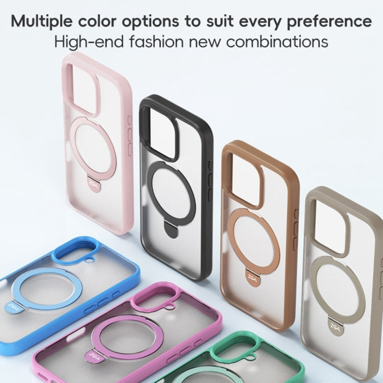 For iPhone 16 ZGA Magsafe Holder PC Hybrid TPU Phone Case(Green) - free shipping - PMC Jewellery - Order now!