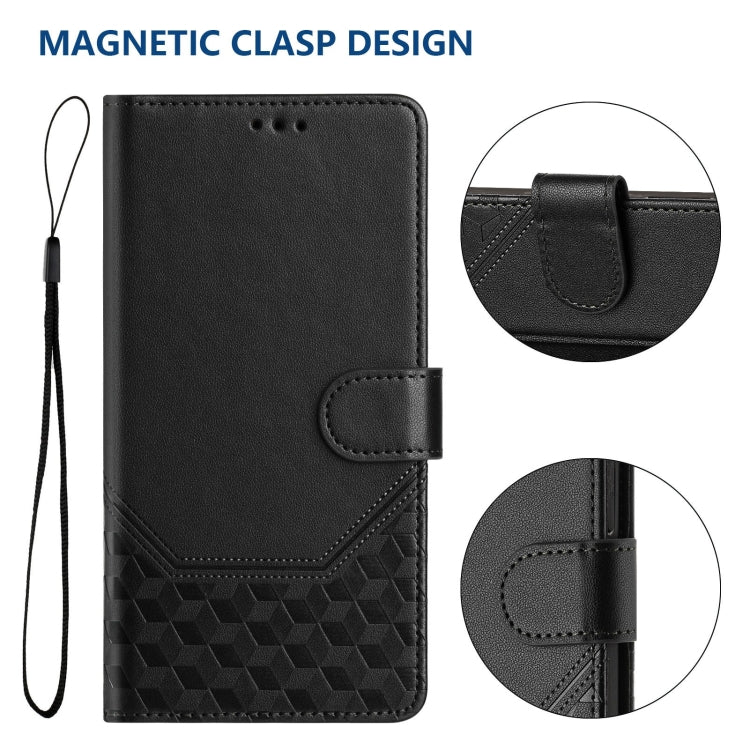 For Huawei Pura 70 Honeycomb Embossing RFID Leather Phone Case(Black) - Huawei Cases by PMC Jewellery | Online Shopping South Africa | PMC Jewellery | Buy Now Pay Later Mobicred