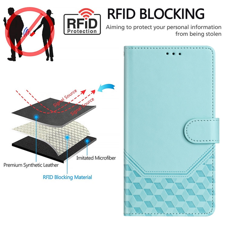 For Huawei Pura 70 Pro / Pura 70 Pro+ Honeycomb Embossing RFID Leather Phone Case(Mint Green) - Huawei Cases by PMC Jewellery | Online Shopping South Africa | PMC Jewellery | Buy Now Pay Later Mobicred