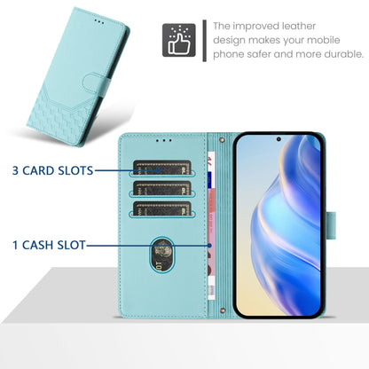 For Honor Magic6 Pro 5G Honeycomb Embossing RFID Leather Phone Case(Mint Green) - Honor Cases by PMC Jewellery | Online Shopping South Africa | PMC Jewellery | Buy Now Pay Later Mobicred