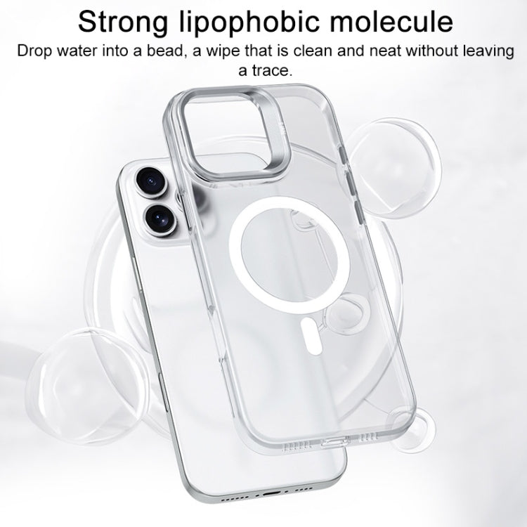 For iPhone 16 Plus TGVIS Stand Series MagSafe Phone Case with Lens Frame Holder(Transparent) - iPhone 16 Plus Cases by TGVIS | Online Shopping South Africa | PMC Jewellery | Buy Now Pay Later Mobicred