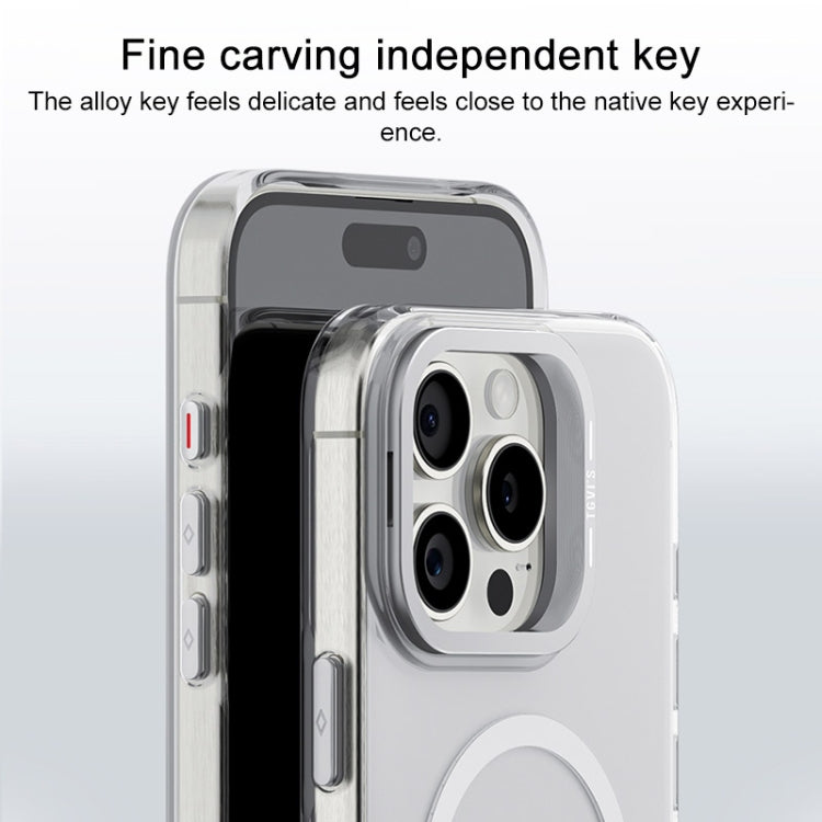 For iPhone 16 TGVIS Stand Series MagSafe Phone Case with Lens Frame Holder(Transparent) - iPhone 16 Cases by TGVIS | Online Shopping South Africa | PMC Jewellery | Buy Now Pay Later Mobicred