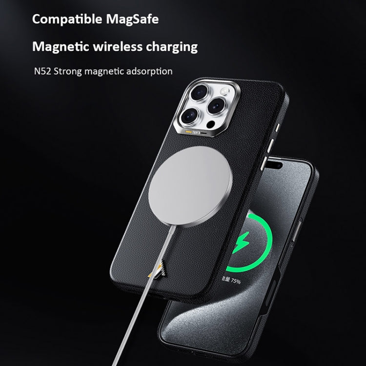 For iPhone 16 TGVIS VIDA Series MagSafe Magnetic PU Leather Phone Case(Black) - iPhone 16 Cases by TGVIS | Online Shopping South Africa | PMC Jewellery | Buy Now Pay Later Mobicred