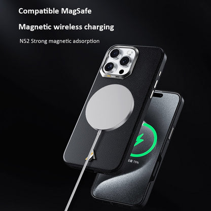 For iPhone 16 TGVIS VIDA Series MagSafe Magnetic PU Leather Phone Case(Black) - iPhone 16 Cases by TGVIS | Online Shopping South Africa | PMC Jewellery | Buy Now Pay Later Mobicred