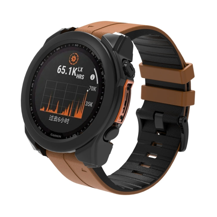For Garmin Fenix 8 AMOLED 47mm Tempered Glass Film Integrated PC Watch Protective Case(Black) - Watch Cases by PMC TechLife | Online Shopping South Africa | PMC TechLife | Buy Now Pay Later Mobicred