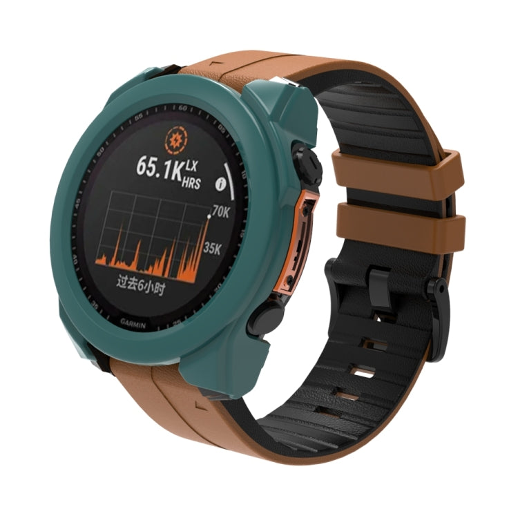 For Garmin Fenix 8 AMOLED 47mm Tempered Glass Film Integrated PC Watch Protective Case(Green) - Watch Cases by PMC TechLife | Online Shopping South Africa | PMC TechLife | Buy Now Pay Later Mobicred
