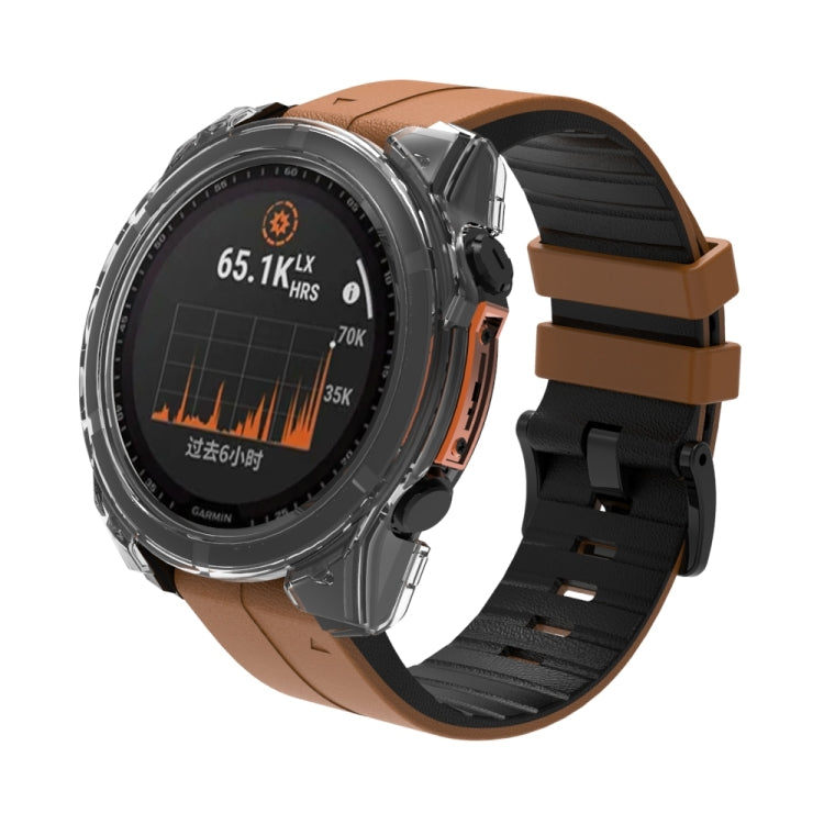 For Garmin Fenix 8 AMOLED 47mm Tempered Glass Film Integrated PC Watch Protective Case(Transparent) - Watch Cases by PMC TechLife | Online Shopping South Africa | PMC TechLife | Buy Now Pay Later Mobicred