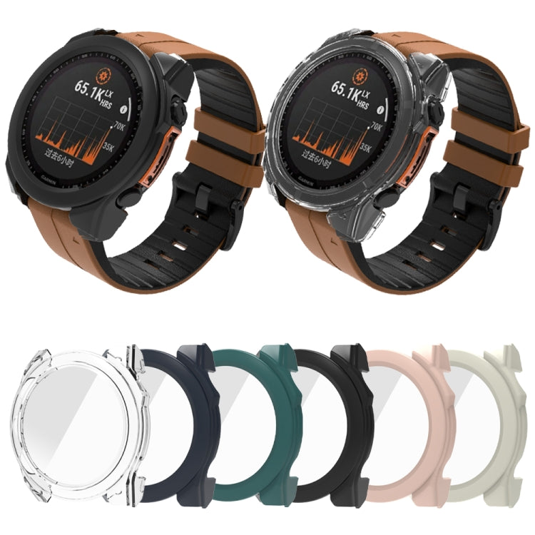 For Garmin Fenix 8 AMOLED 51mm Tempered Glass Film Integrated PC Watch Protective Case(Pink) - Watch Cases by PMC TechLife | Online Shopping South Africa | PMC TechLife | Buy Now Pay Later Mobicred