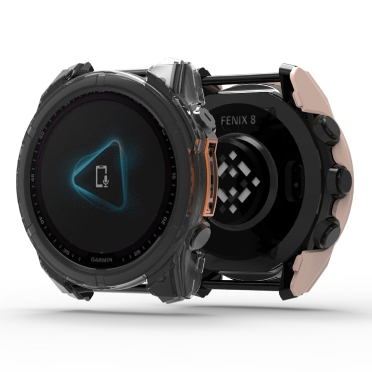 For Garmin Fenix 8 AMOLED 51mm Tempered Glass Film Integrated PC Watch Protective Case(Pink) - Watch Cases by PMC TechLife | Online Shopping South Africa | PMC TechLife | Buy Now Pay Later Mobicred