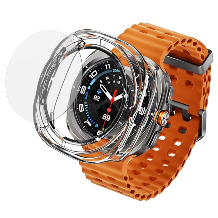 For Samsung Galaxy Watch Ultra 47mm Tempered Glass Film Integrated PC Watch Protective Case(Black) - Watch Cases by PMC TechLife | Online Shopping South Africa | PMC TechLife | Buy Now Pay Later Mobicred