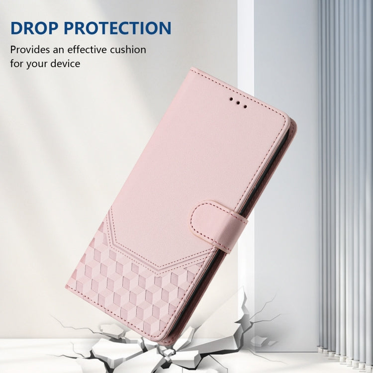 For Motorola Moto G Play 4G 2024 Oversea Honeycomb Embossing RFID Leather Phone Case(Pink) - Motorola Cases by PMC Jewellery | Online Shopping South Africa | PMC Jewellery | Buy Now Pay Later Mobicred