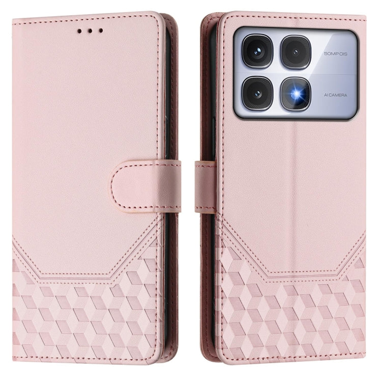 For Redmi K70 Ultra 5G Honeycomb Embossing RFID Leather Phone Case(Pink) - Xiaomi Cases by PMC Jewellery | Online Shopping South Africa | PMC Jewellery | Buy Now Pay Later Mobicred