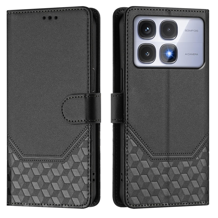 For Redmi K70 Ultra 5G Honeycomb Embossing RFID Leather Phone Case(Black) - Xiaomi Cases by PMC Jewellery | Online Shopping South Africa | PMC Jewellery | Buy Now Pay Later Mobicred