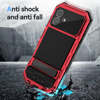 For iPhone 16 Plus R-JUST Life Waterproof Dustproof Shockproof Holder Phone Case(Red) - iPhone 16 Plus Cases by R-JUST | Online Shopping South Africa | PMC Jewellery | Buy Now Pay Later Mobicred