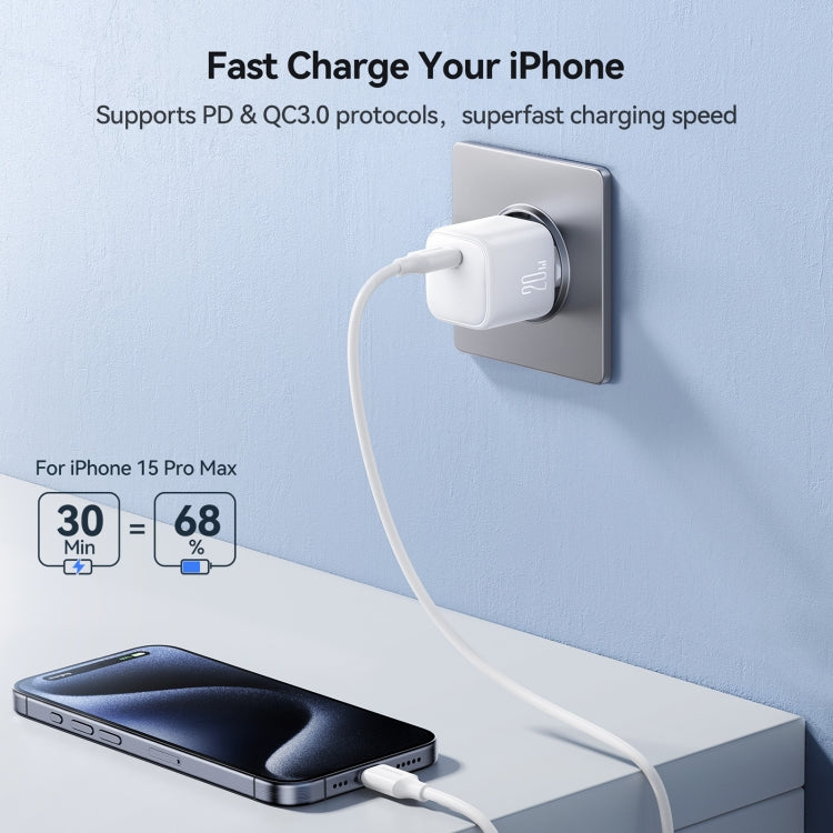 JOYROOM JR-TCG08 GaN PD20W USB-C / Type-C Port Mini Charger, Plug:EU Plug(White) - USB Charger by JOYROOM | Online Shopping South Africa | PMC Jewellery | Buy Now Pay Later Mobicred